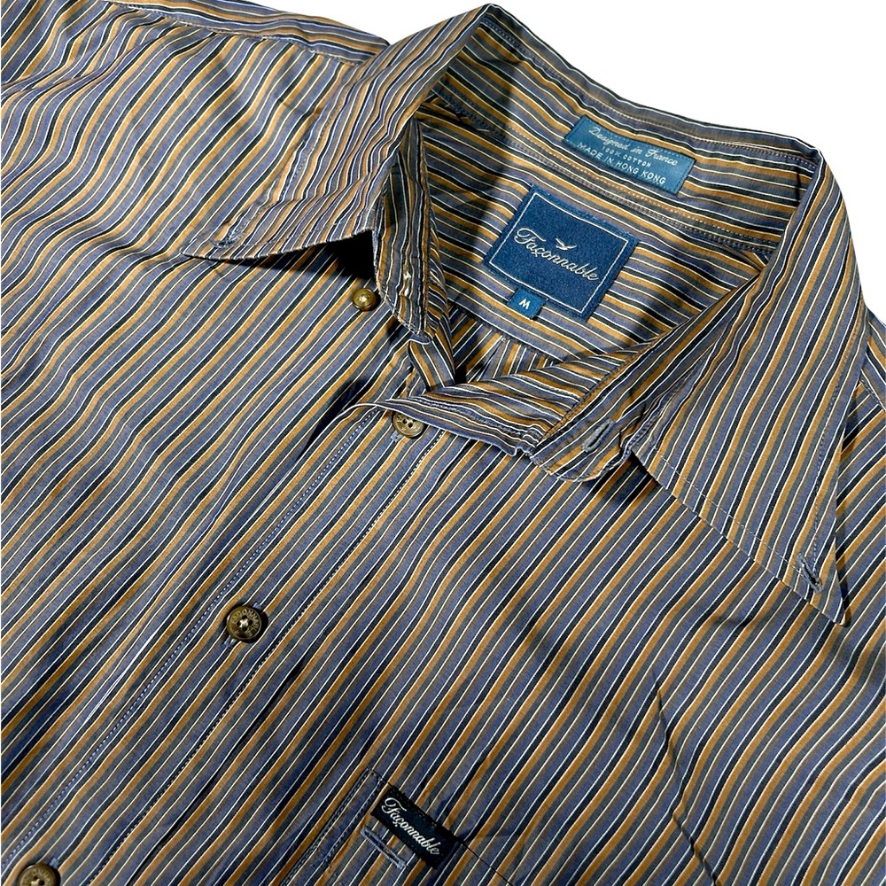 Faconnable Stripped Button Down Dress Shirt Men's  Size M